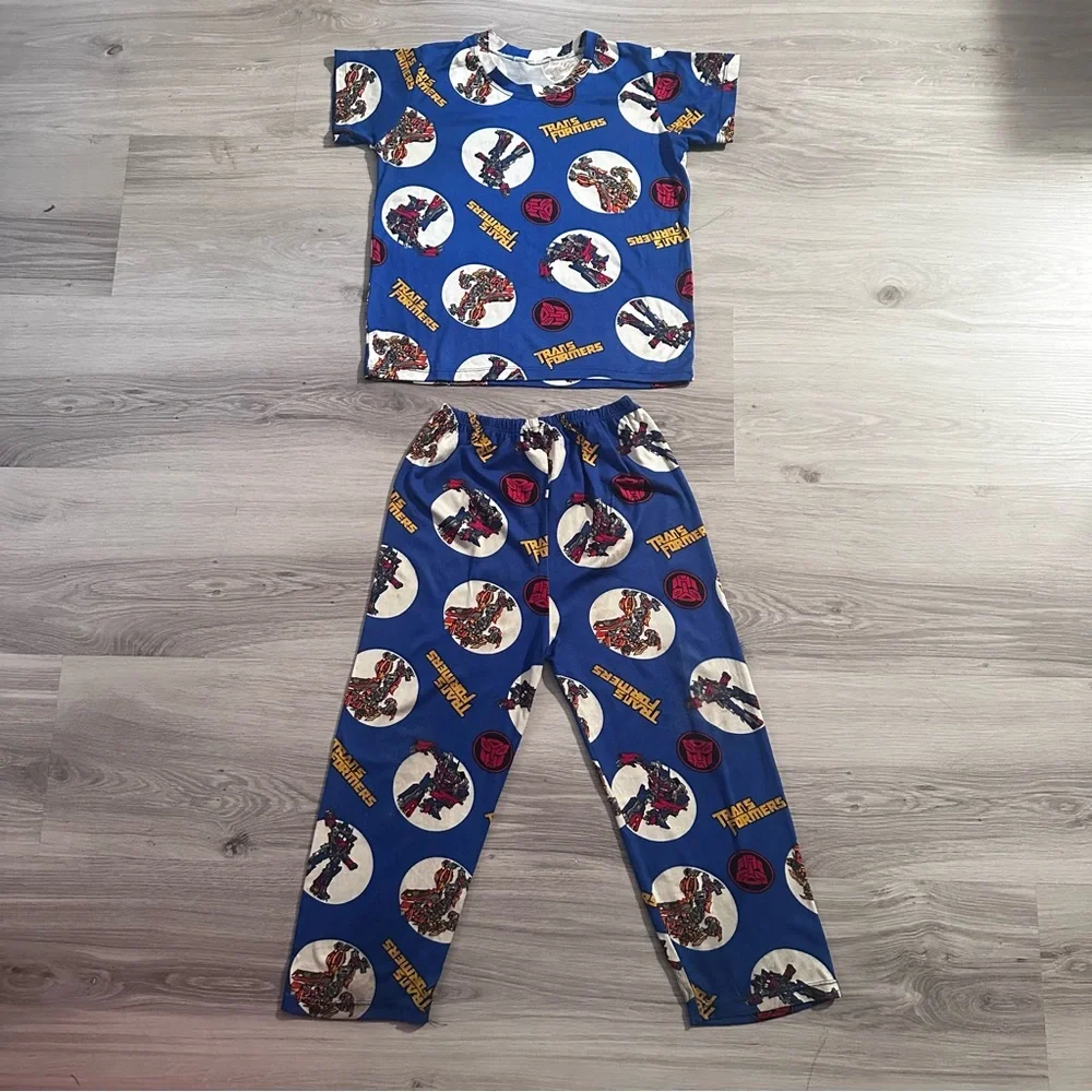 Kids Transformers Pajamas - Size L Unisex Blue 2-Piece Set